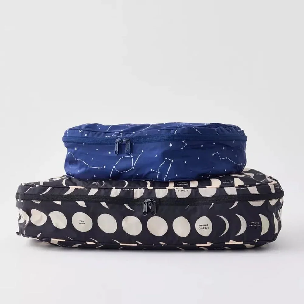 NWT Baggu Large Packing Cube Set - Night Sky (Constellation Midnight, Moon)
